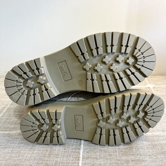 MIA Girl Cammy Combat Boots Beige Gold Paint Splatter NEW Girls Sz 3 Side Zip - Picture 5 of 9